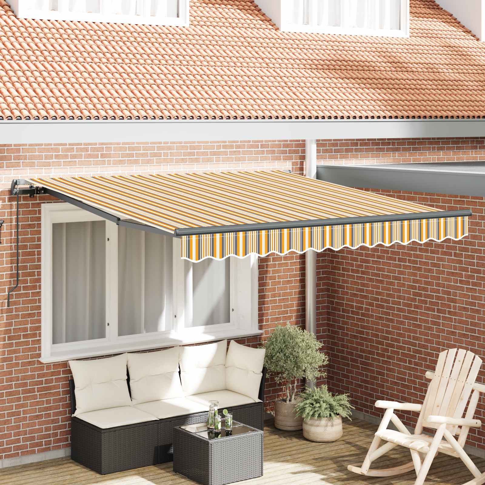 Einziehbare Markise Mehrfarbig 300 x 250 cm Polyester und Stahl