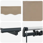 Einziehbare Markise Beige 300 x 250 cm Polyester und Stahl