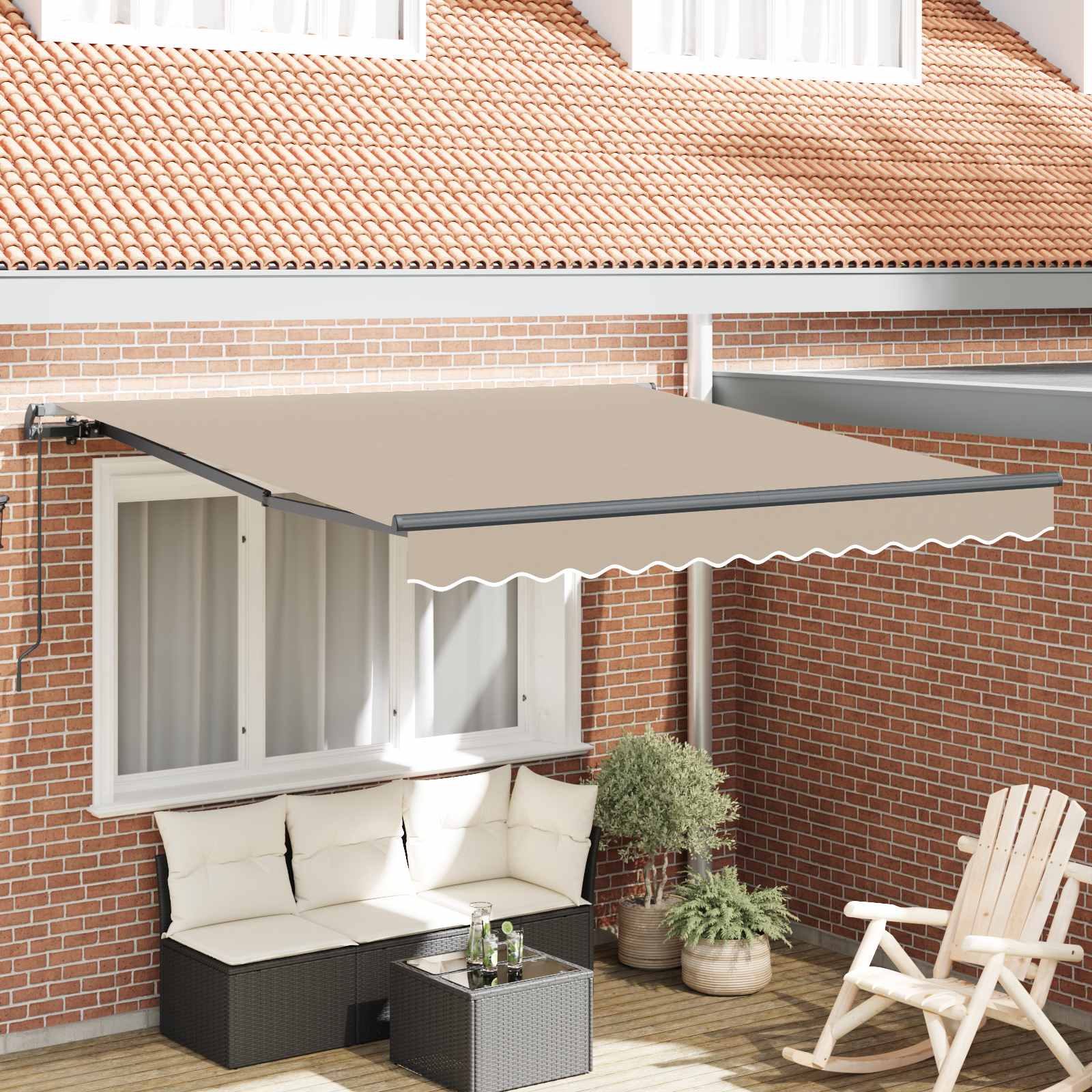 Einziehbare Markise Beige 300 x 250 cm Polyester und Stahl