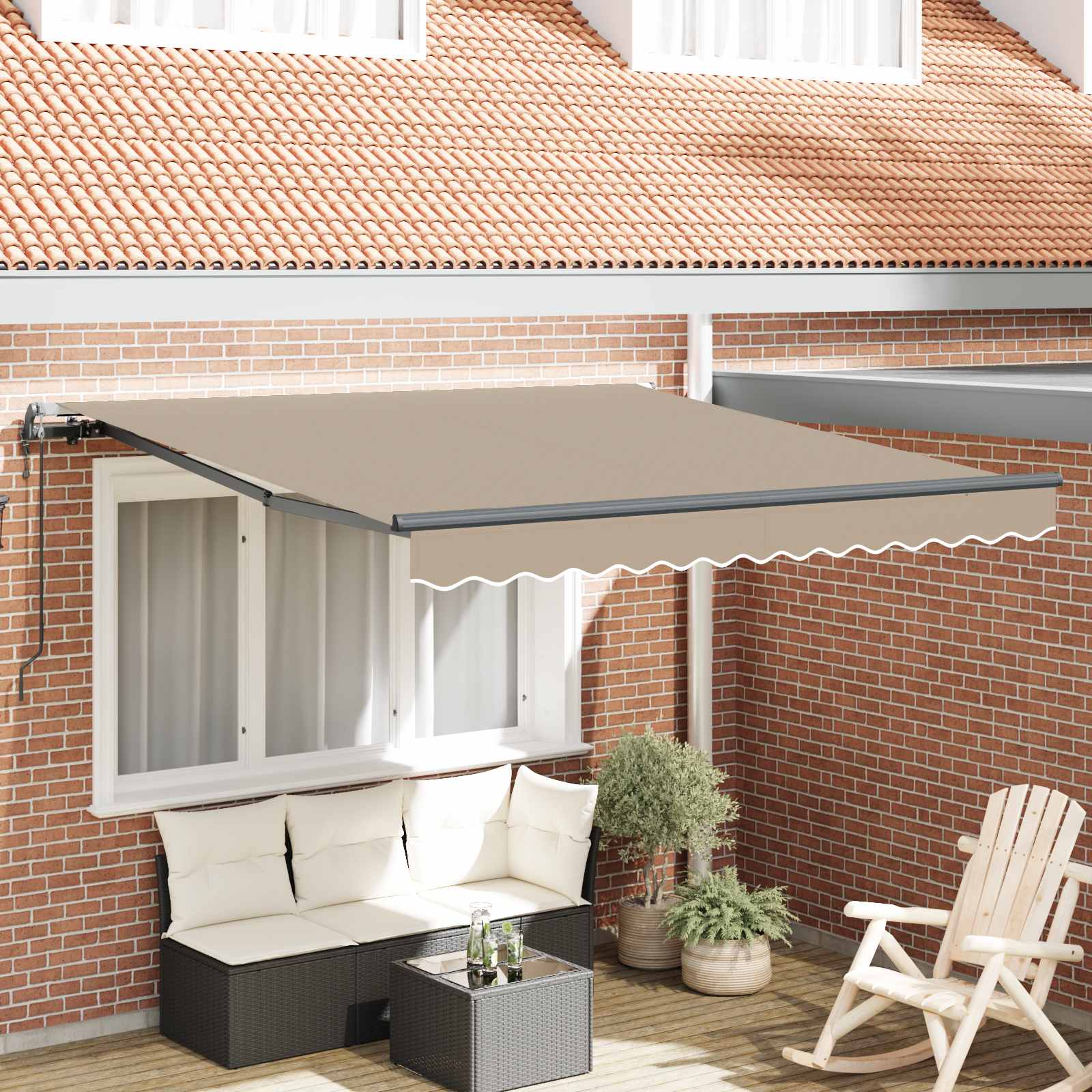 Einziehbare Markise Beige 300 x 250 cm Stoff und Aluminium