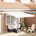 Einziehbare Markise Weiß 300 x 250 cm Stoff und Stahl
