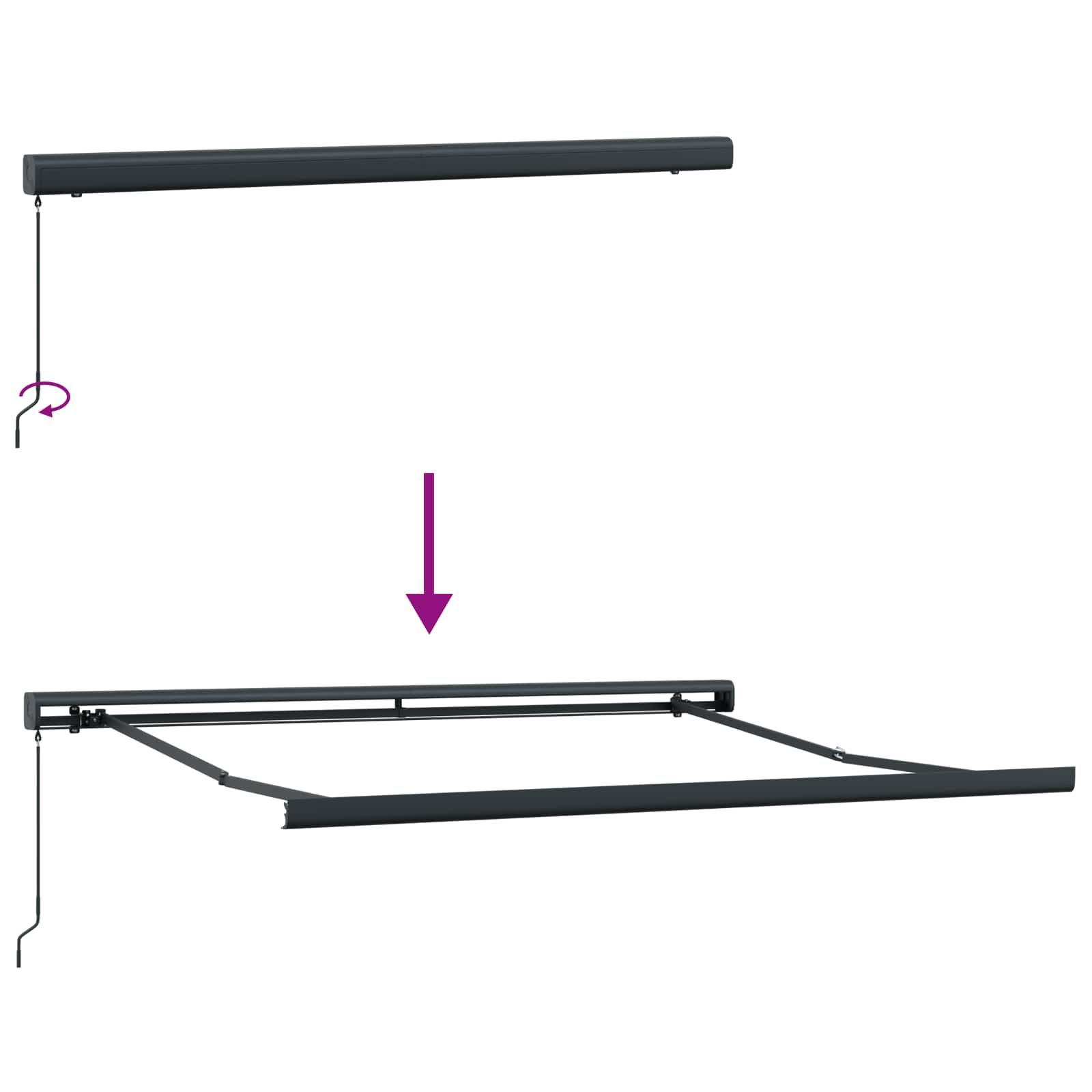 Einziehbare Markise Weiß 300 x 250 cm Stoff und Metall