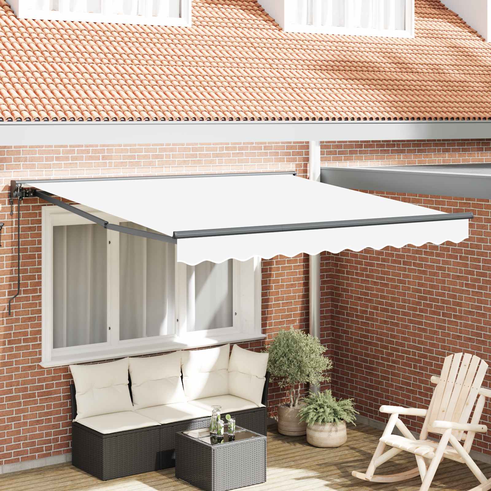 Markisenrahmen Weiß 300 x 250 cm Polyester mit PU-Beschichtung