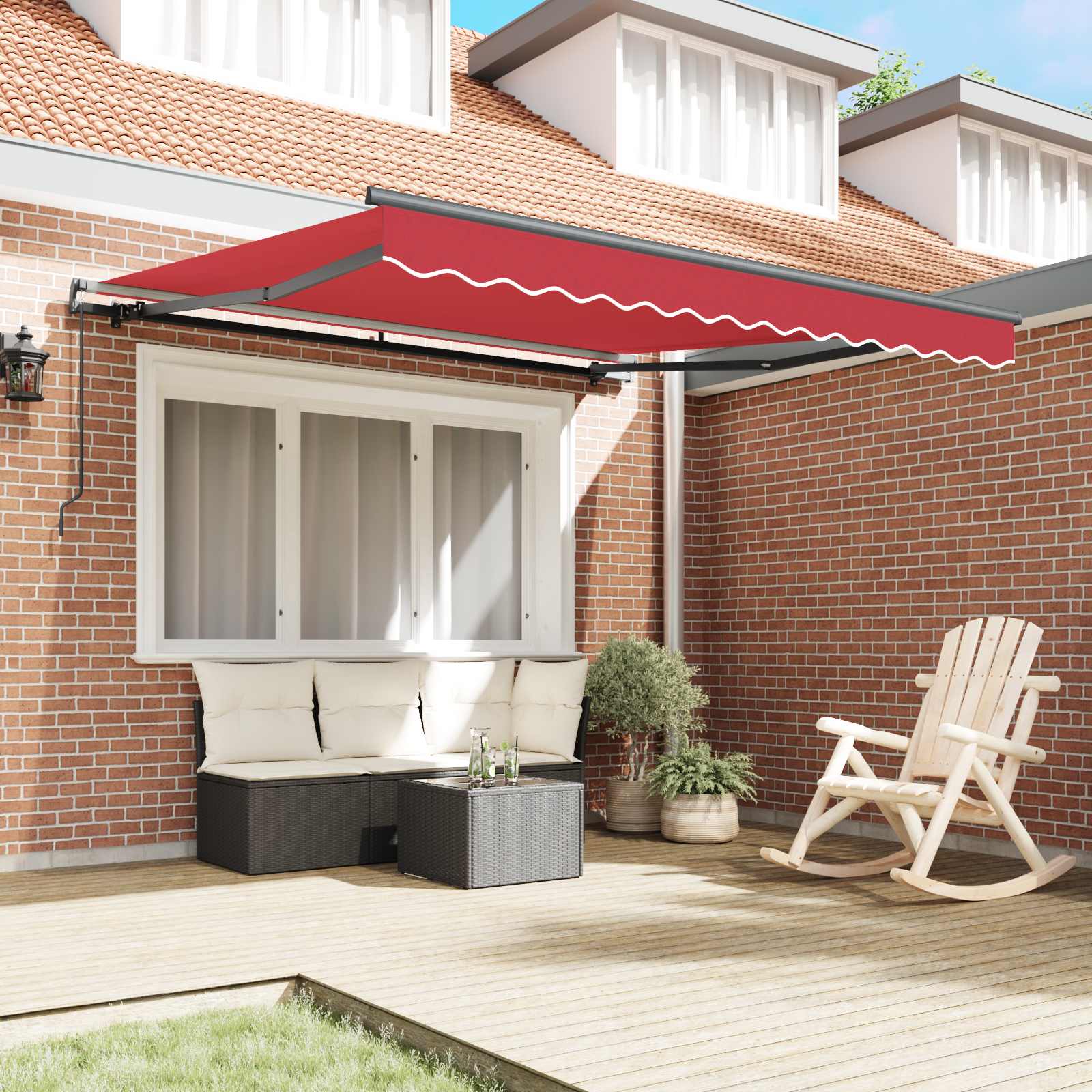 Einziehbare Markise Rot 300 x 250 cm Polyester und Stahl
