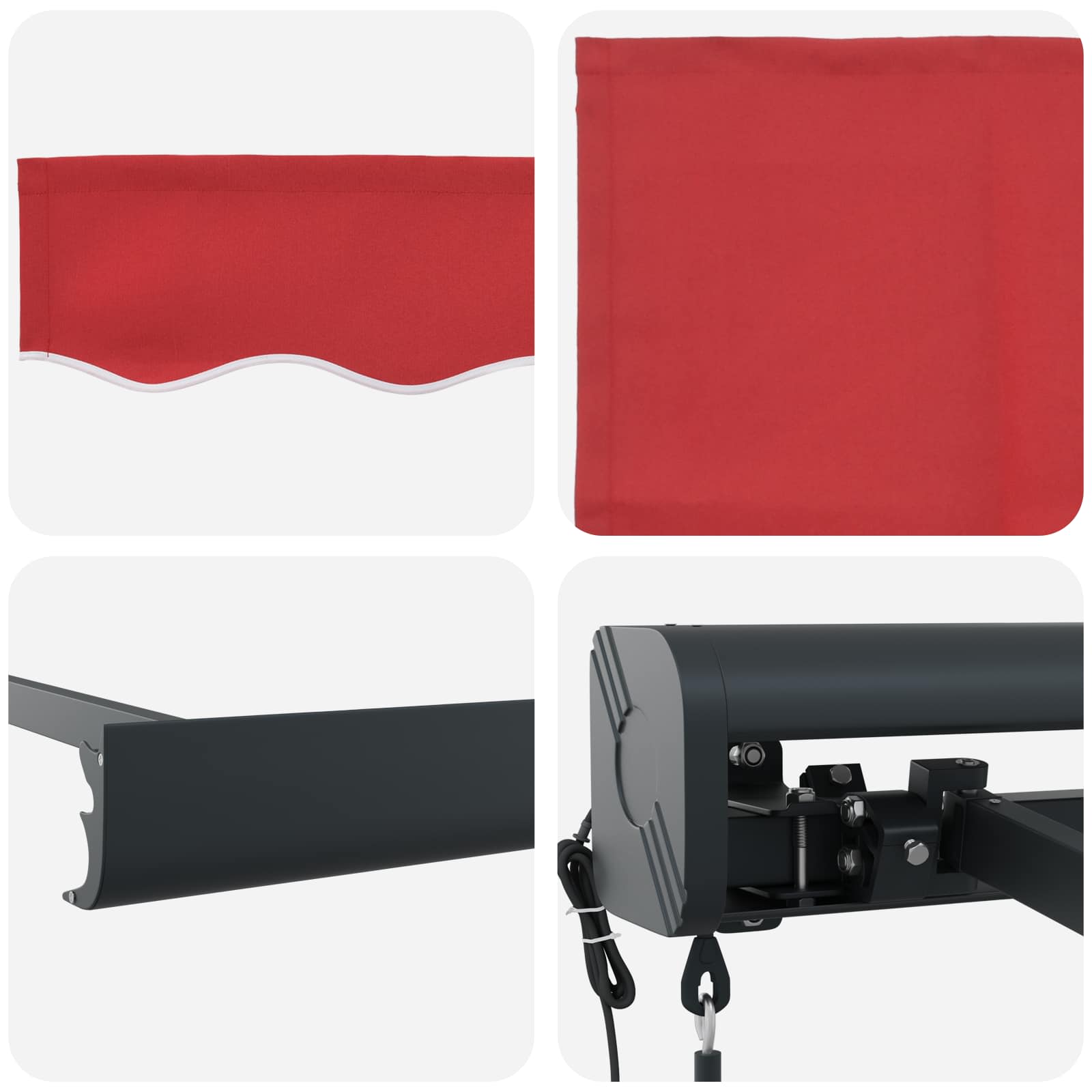Markise Rot 300 x 250 x 165 cm Polyester und Aluminium