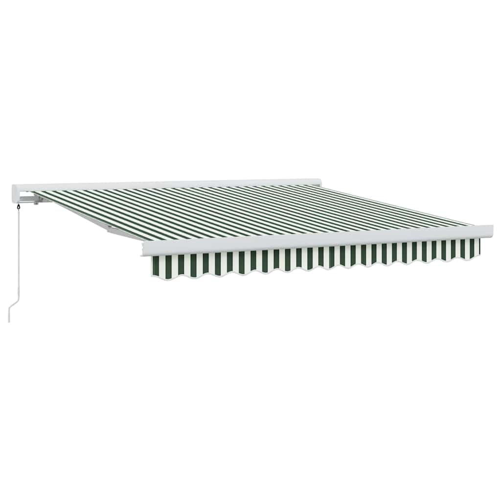 Einziehbare Markise Grün und Weiß 300 x 250 cm Stoff und Metall