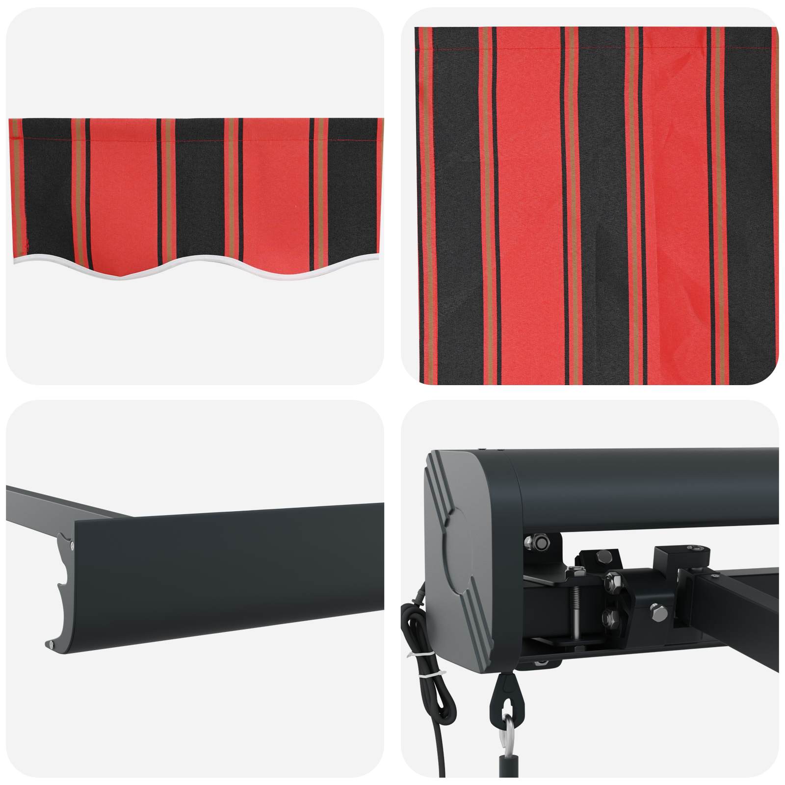 Einziehbare Markise Rot und Schwarz 350 x 250 cm Stoff