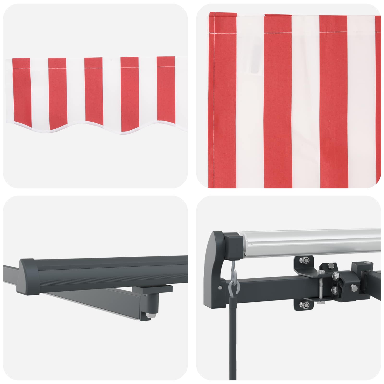 Einziehbare Markise Rot und Weiß 350 x 250 cm Stoff