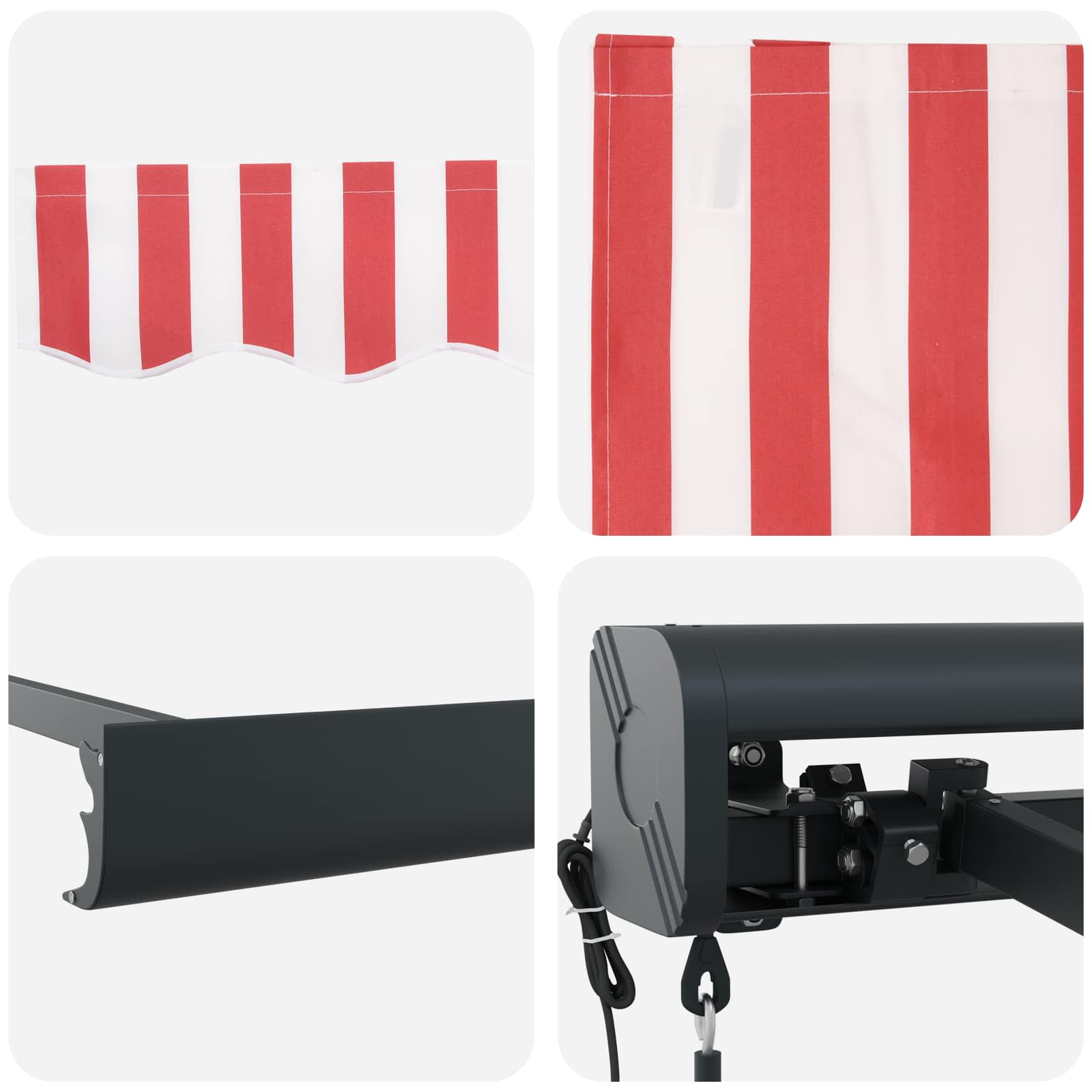 Markise Rot und Weiß 350 x 250 x 165 cm Polyester und Aluminium