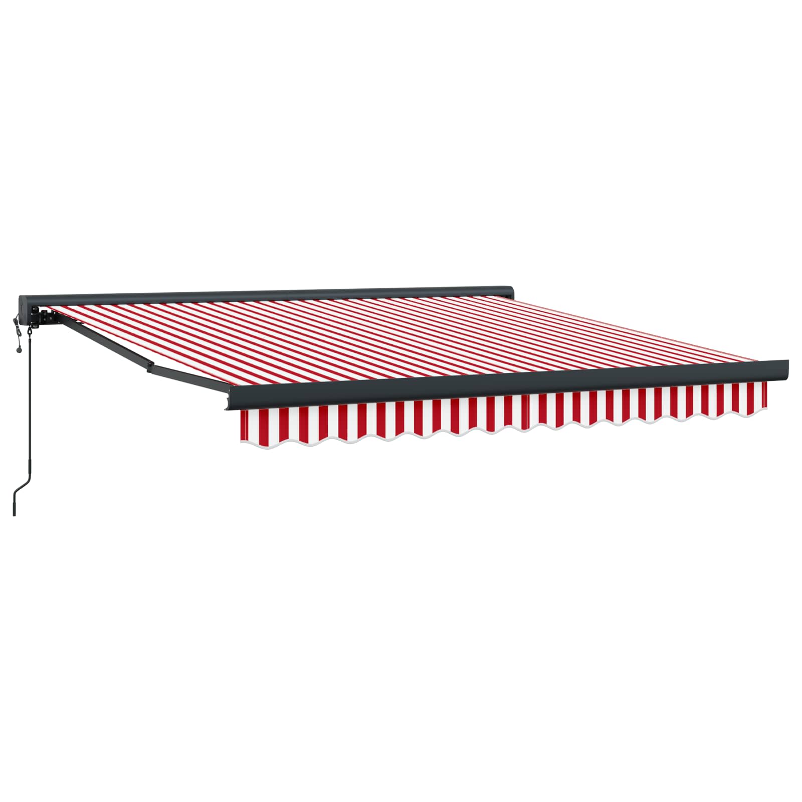 Markise Rot und Weiß 350 x 250 x 165 cm Polyester und Aluminium