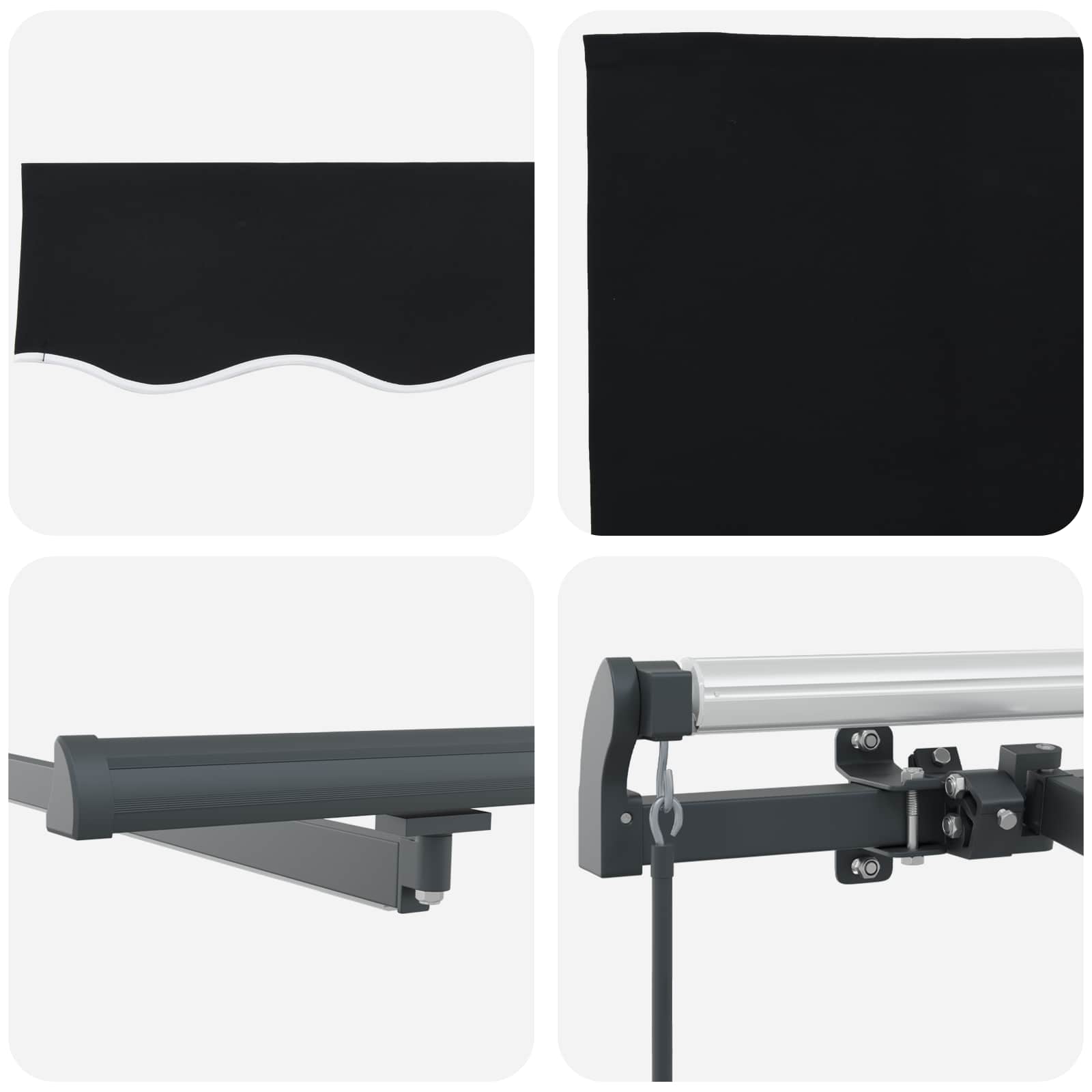 Einziehbare Markise Schwarz 350 x 250 cm Stoff