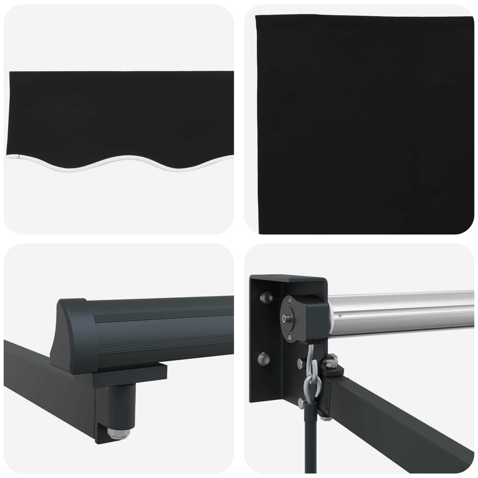 Einziehbare Markise Schwarz 350 x 250 cm