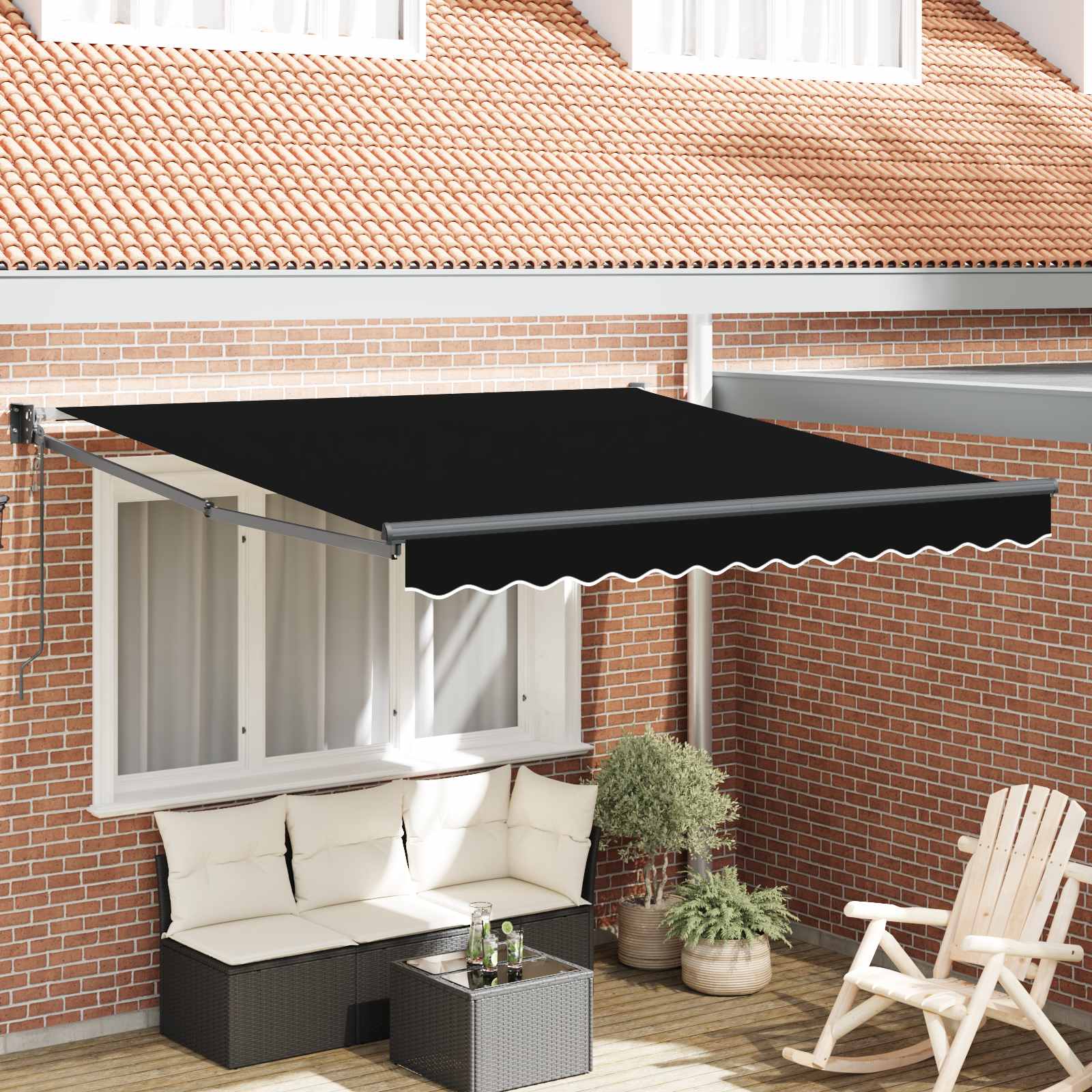 Einziehbare Markise Schwarz 350 x 250 cm