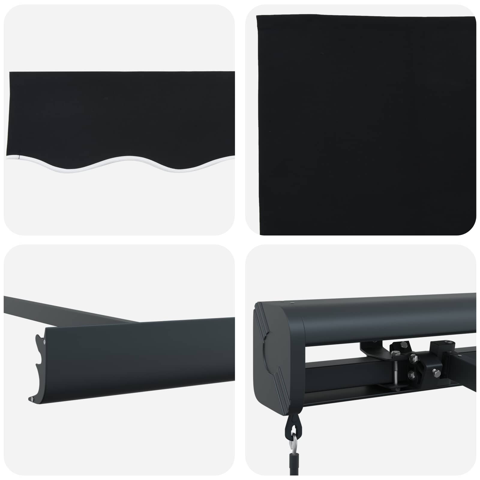 Einziehbare Markise Schwarz 350 x 250 cm Stoff und Metall