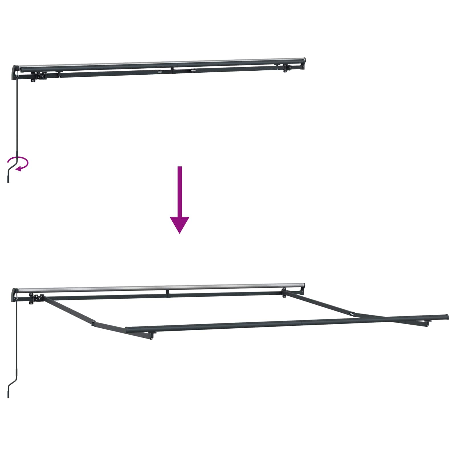 Einziehbare Markise Weiß 350 x 250 cm Polyester und Stahl