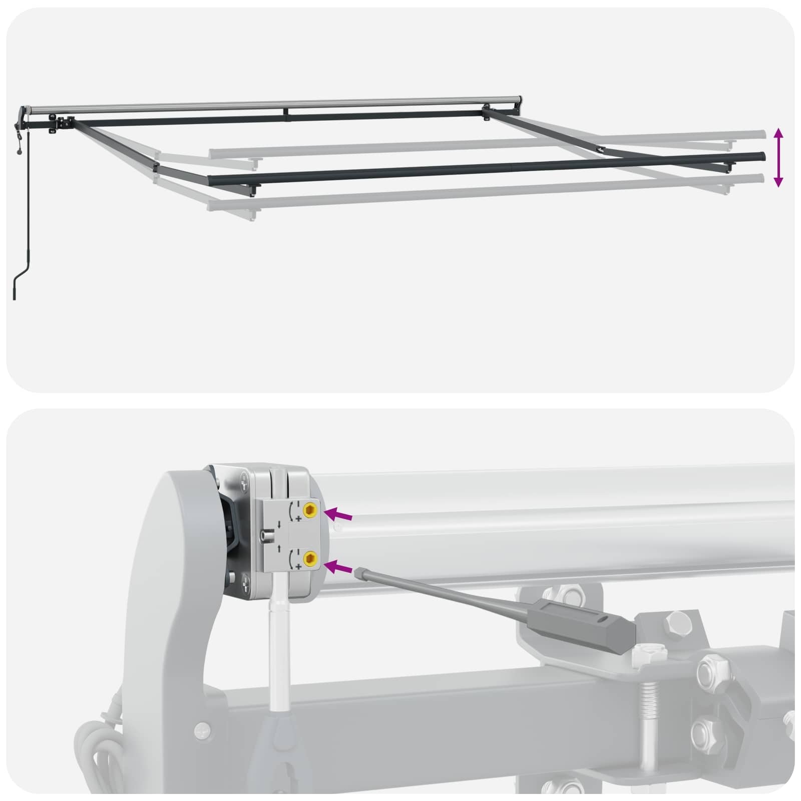 Einziehbare Markise Weiß 350 x 250 cm Stoff und Aluminium