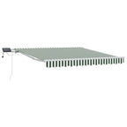 Einziehbare Markise Grün und Weiß 350 x 250 cm Stoff und Stahl