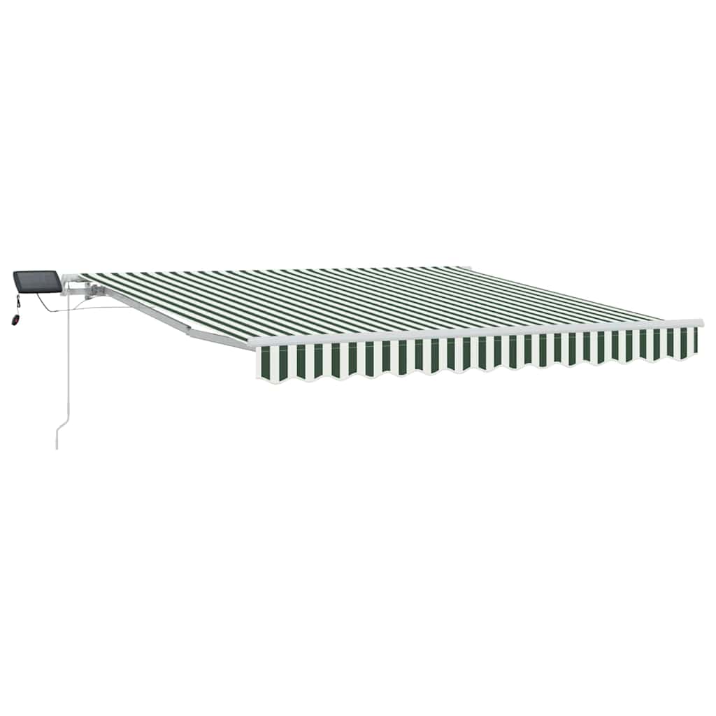 Einziehbare Markise Grün und Weiß 350 x 250 cm Stoff und Stahl