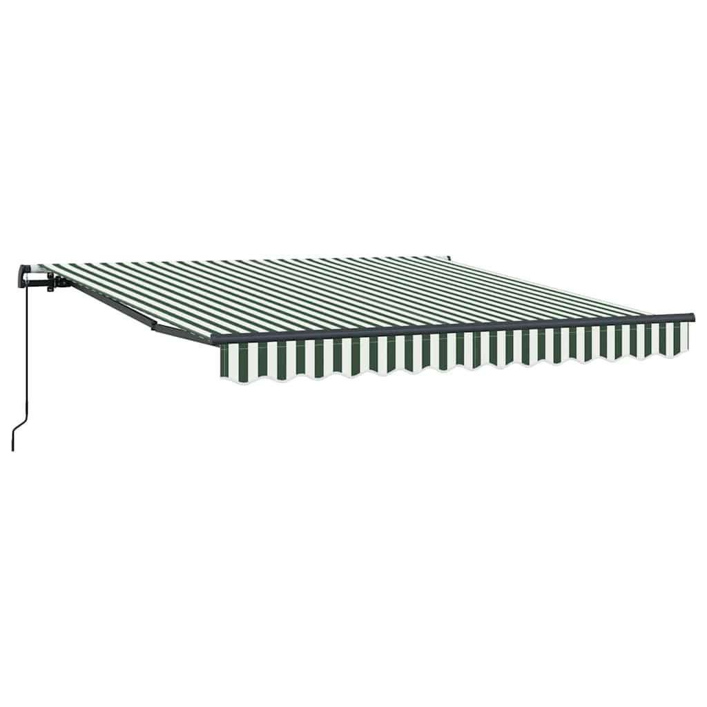 Einziehbare Markise Grün und Weiß 350 x 250 cm
