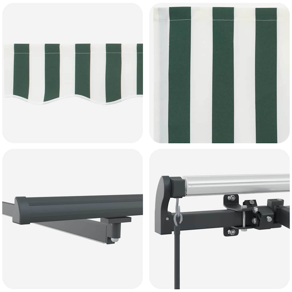 Einziehbare Markise Grün und Weiß 350 x 250 cm Stoff