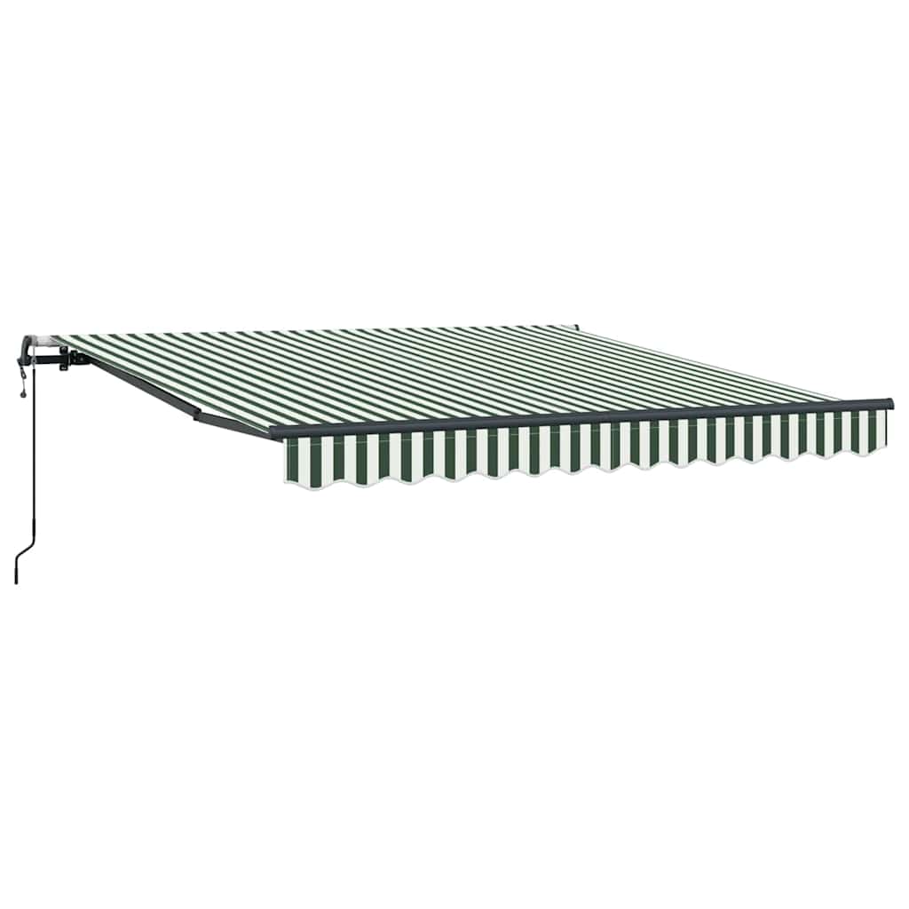 Einziehbare Markise Grün und Weiß 350 x 250 cm