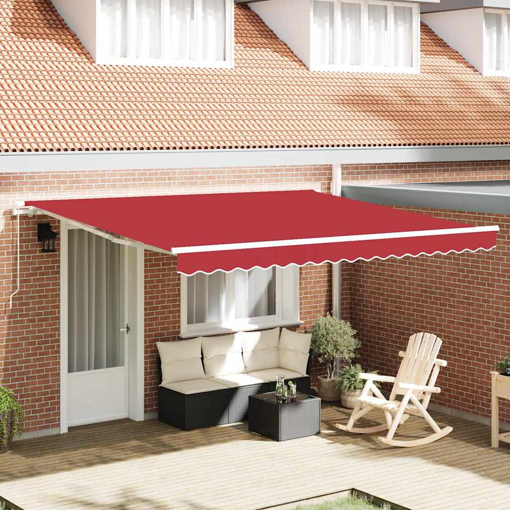 Einziehbare Markise Rot 400 x 300 cm Polyester und Aluminium