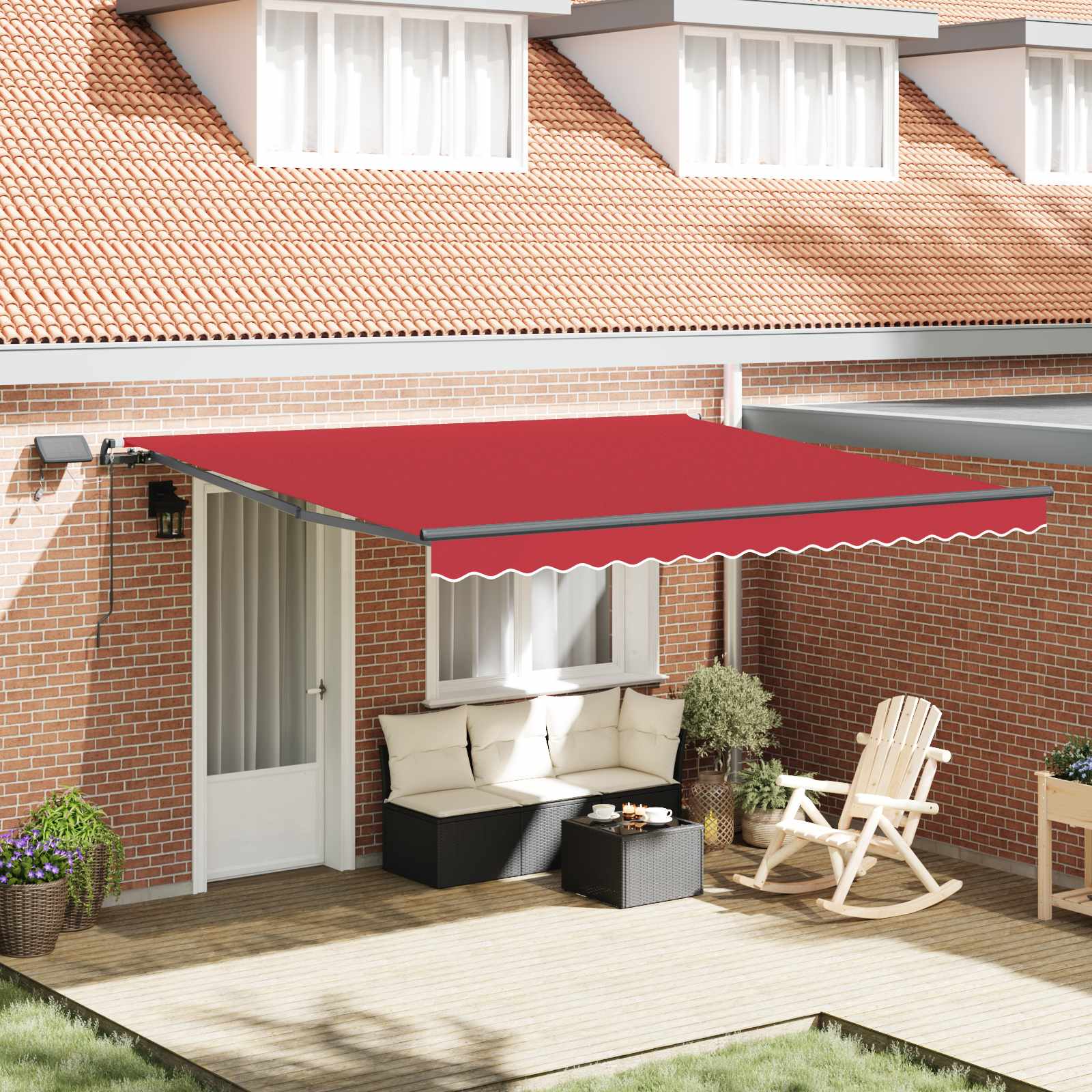 Einziehbare Markise Rot 400 x 300 cm Stoff