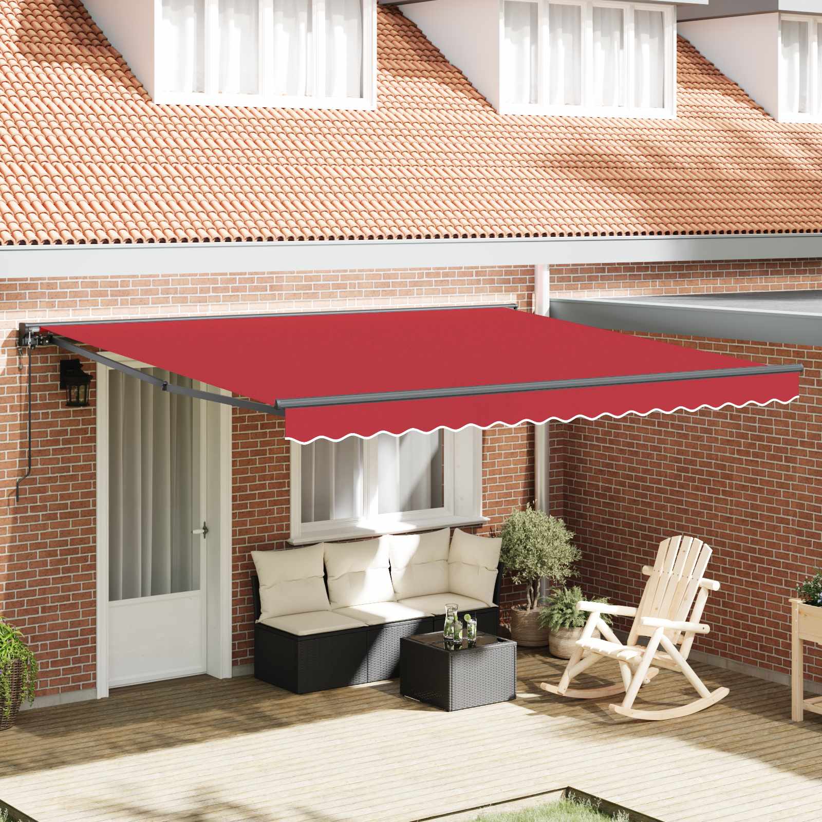 Markisenrahmen Rot 400 x 300 cm Polyester mit PU-Beschichtung