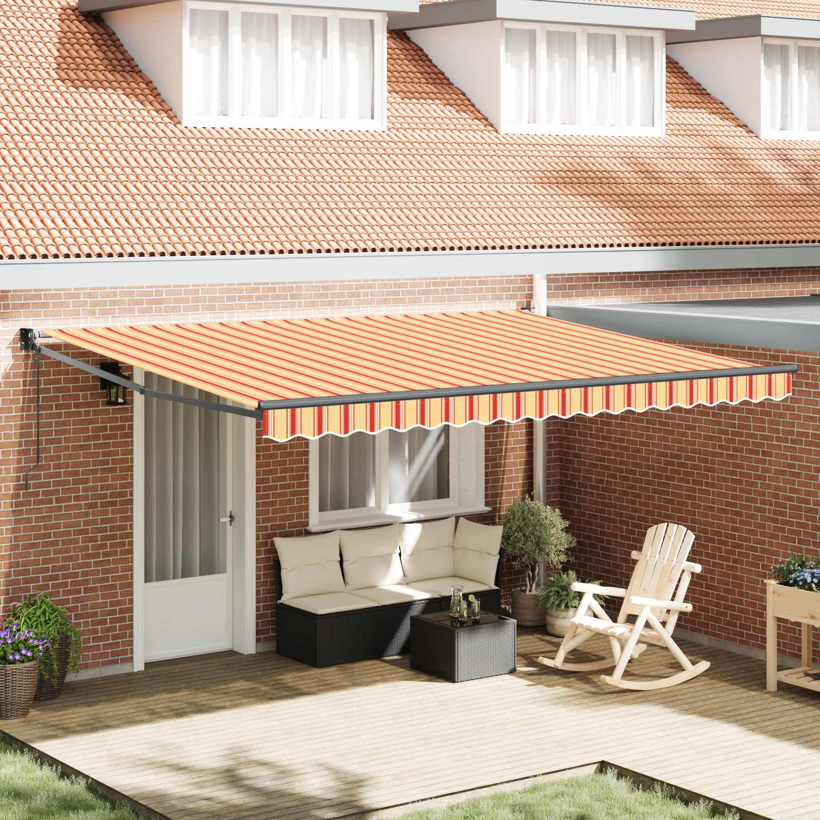 Markise Gelb und Orange 450 x 300 x 165 cm Polyester und Metall