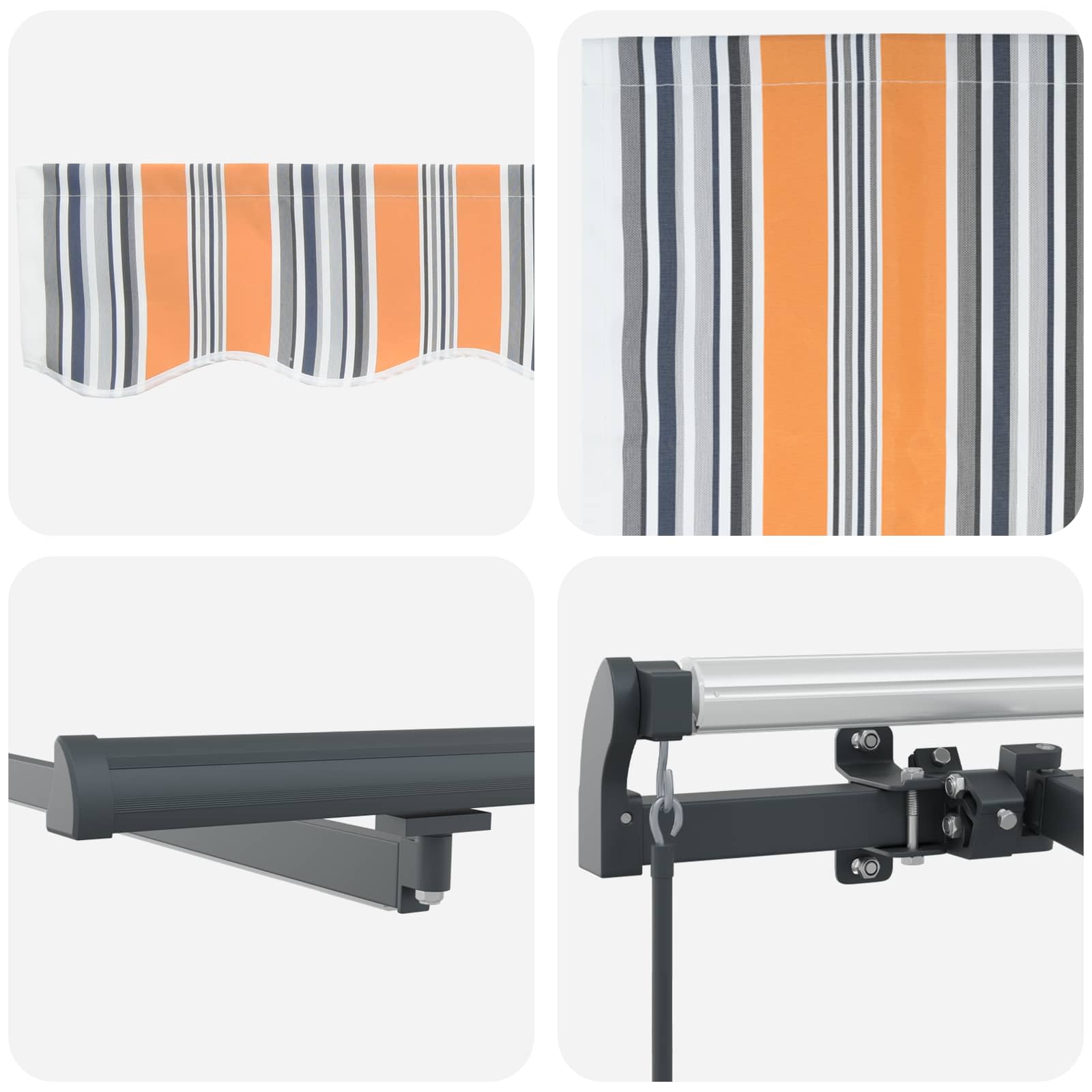 Einziehbare Markise Mehrfarbig 450 x 300 cm Polyester und Stahl