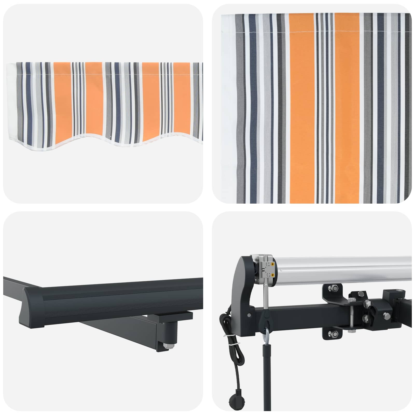 Einziehbare Markise Mehrfarbig 450 x 350 cm Stoff und Aluminium