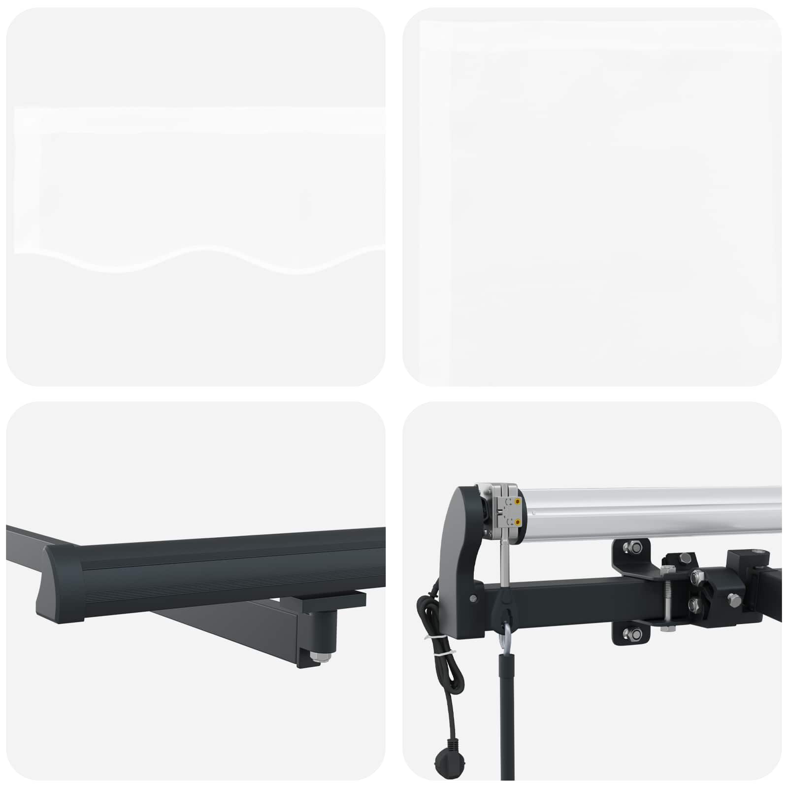 Einziehbare Markise Weiß 450 x 350 cm Stoff und Aluminium
