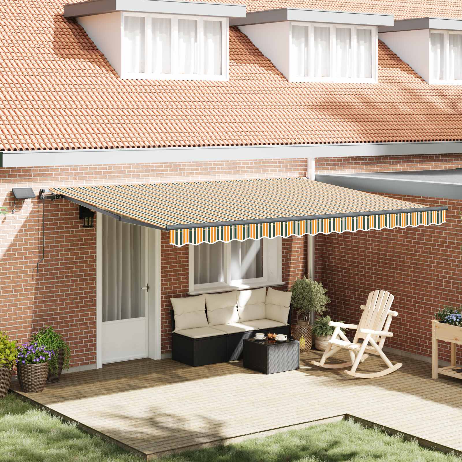 Einziehbare Markise Grün und Gelb 450 x 350 cm Stoff
