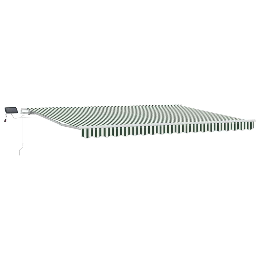 Einziehbare Markise Grün und Weiß 450 x 350 cm Stoff und Stahl