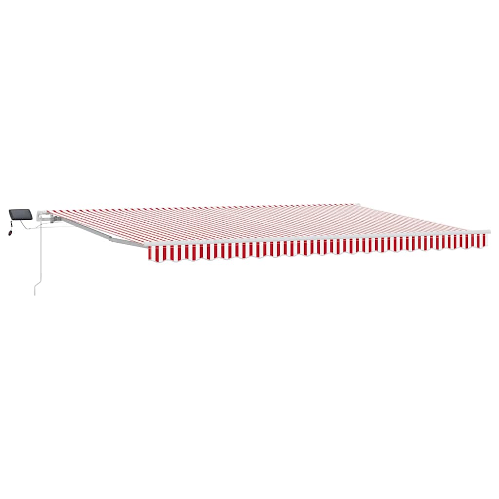 Einziehbare Markise Rot und Weiß 500 x 300 cm Stoff und Stahl