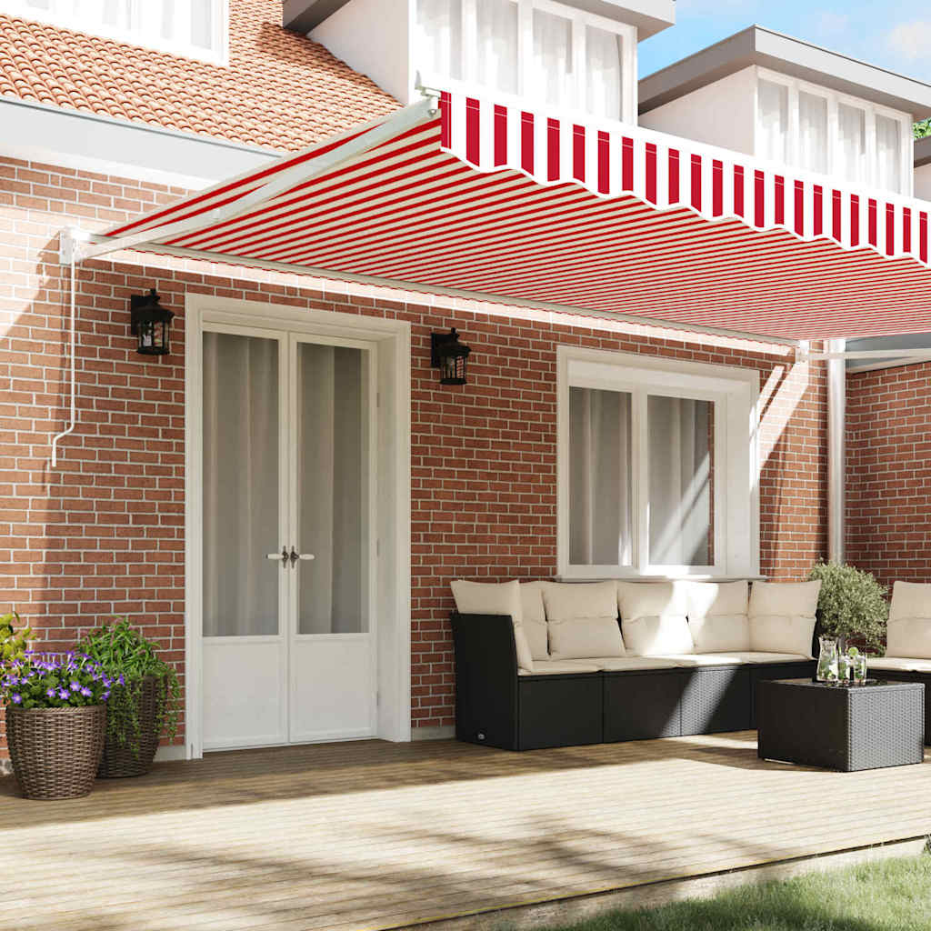 Markise Rot und Weiß 500 x 300 x 165 cm Polyester und Metall
