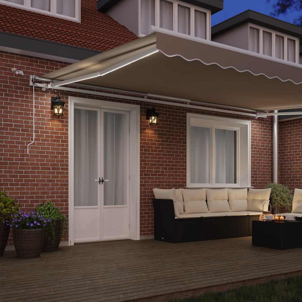Einziehbare Markise Beige 500 x 300 cm Polyester und Metall