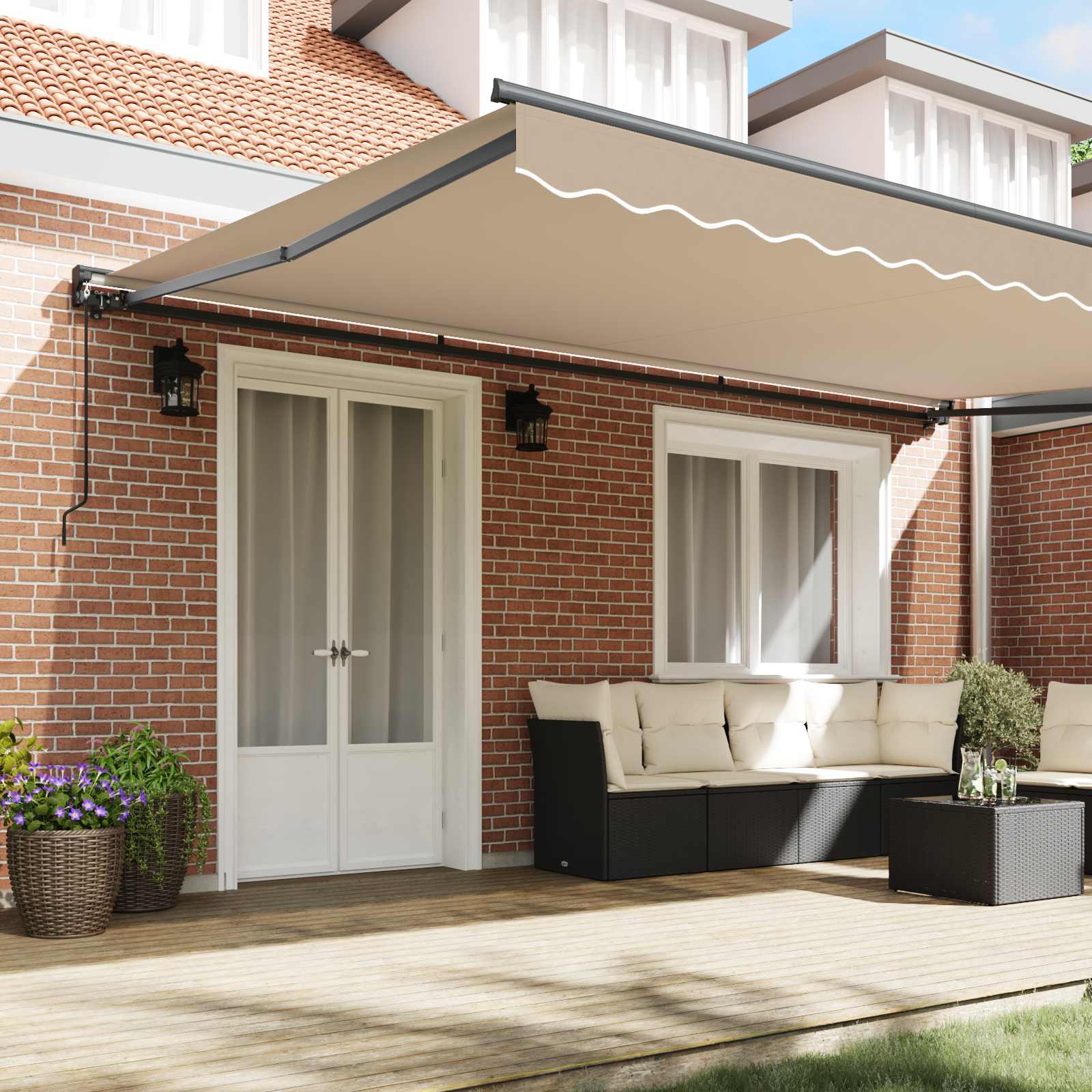 Markisenrahmen Beige 500 x 300 cm Polyester mit PU-Beschichtung