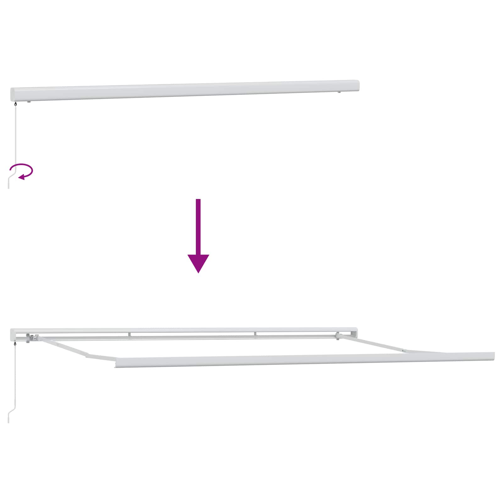 Einziehbare Markise Grün und Weiß 500 x 300 cm Stoff und Metall