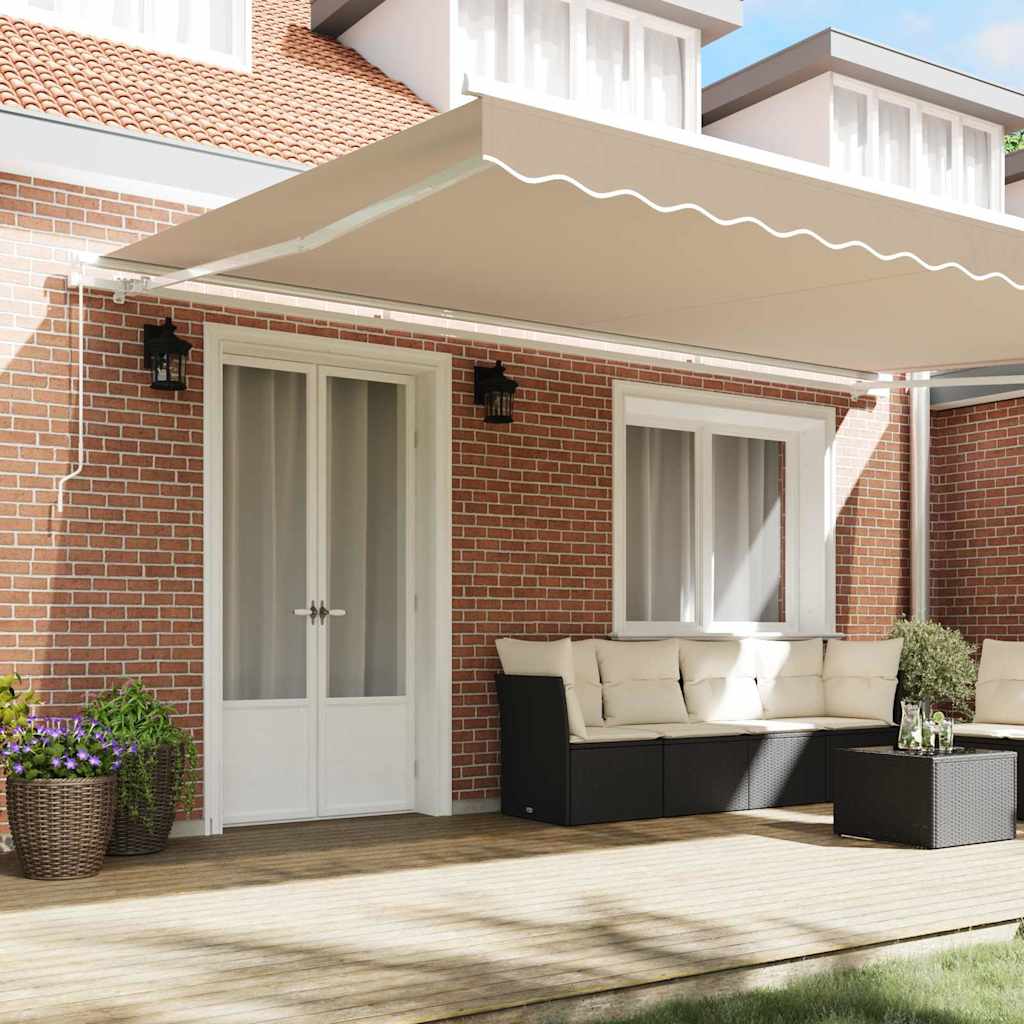Einziehbare Markise Beige 500 x 350 cm Polyester und Aluminium