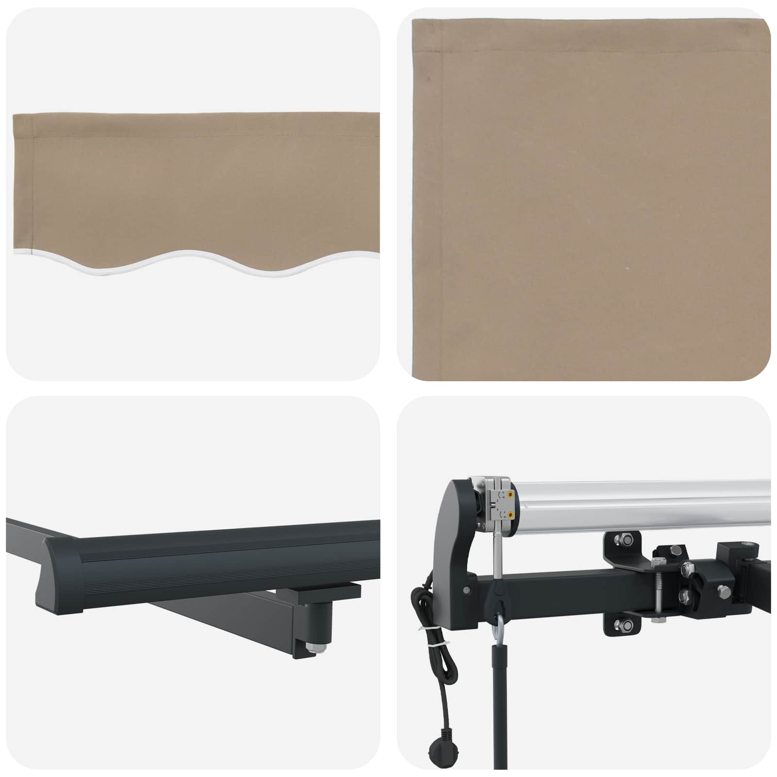 Einziehbare Markise Beige 500 x 350 cm Stoff und Aluminium