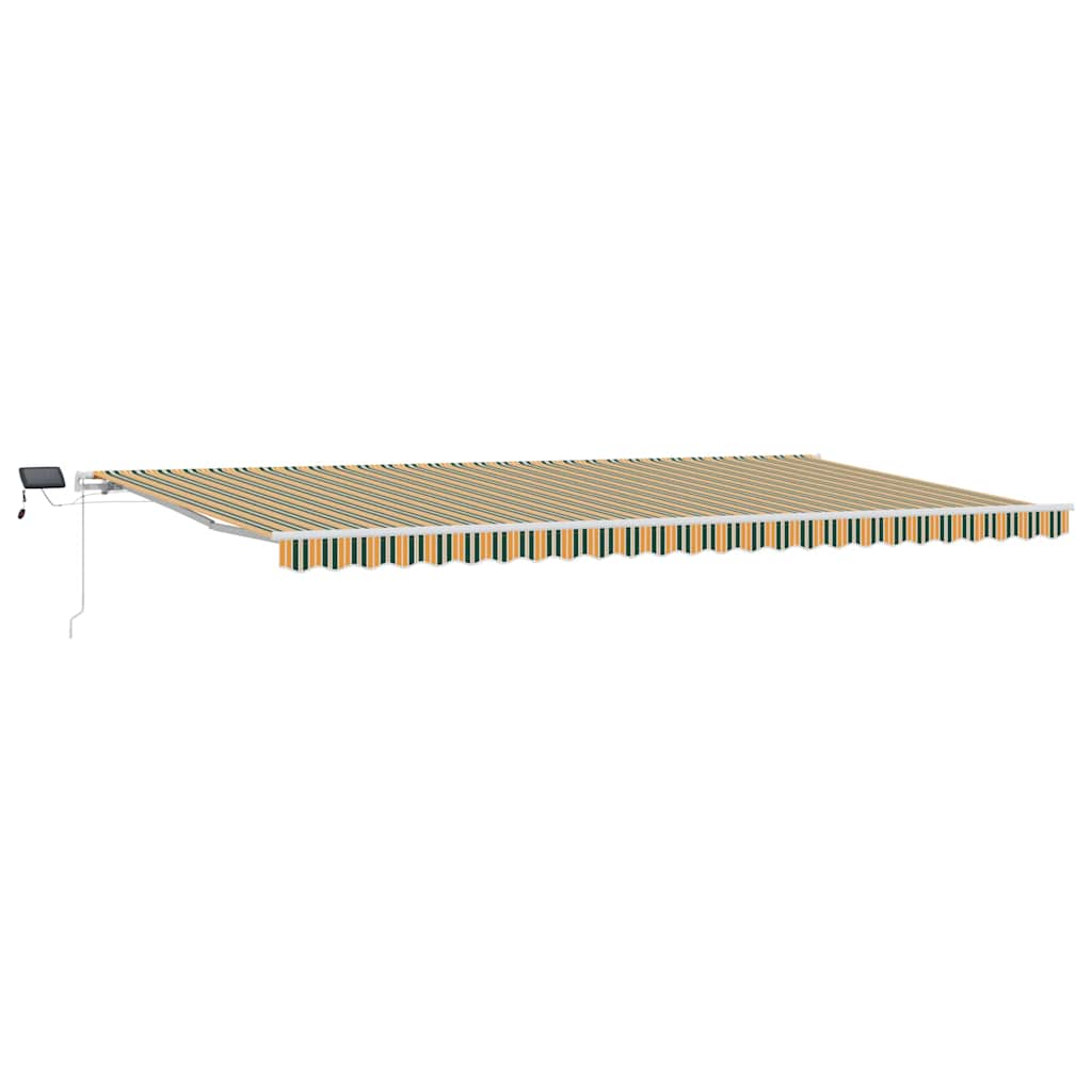 Einziehbare Markise Grün und Gelb 600 x 300 cm Stoff und Stahl