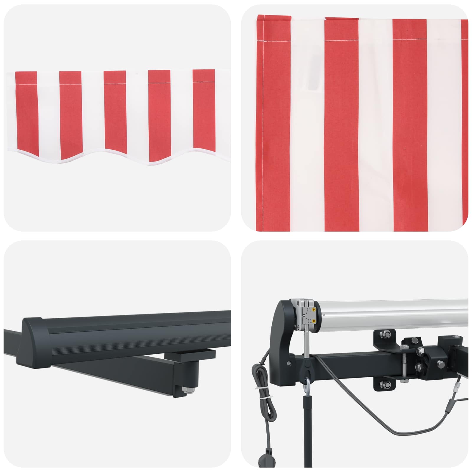 Markisenstoff Rot und Weiß 600 x 350 cm Polyester