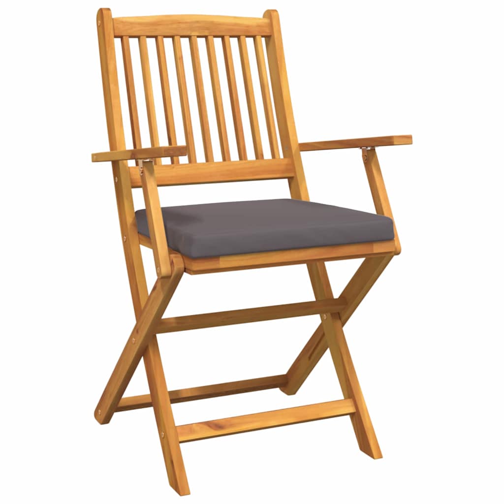Klappstuhl mit Kissen 2 pcs Braun Massivholz Akazie