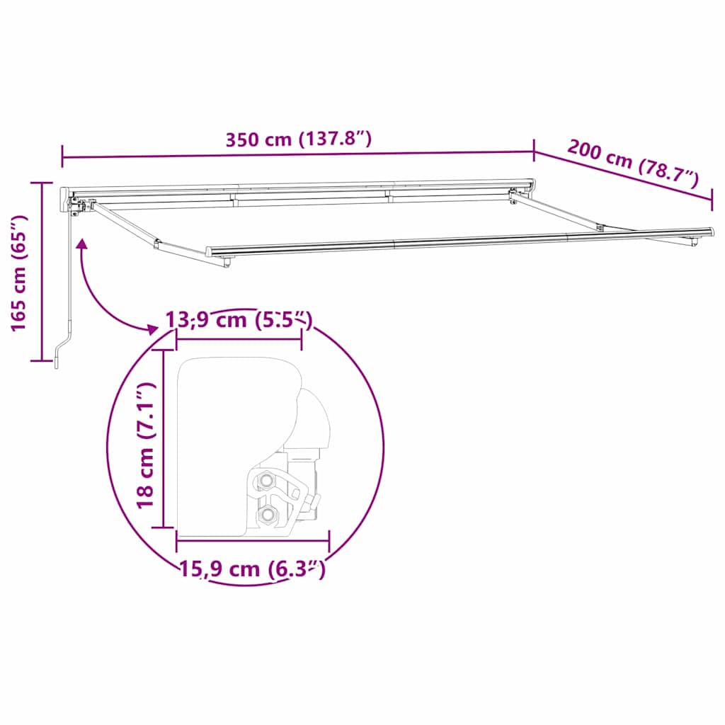 Markisenrahmen Verstellbar Weiß 3,5 x 2 m Stahl