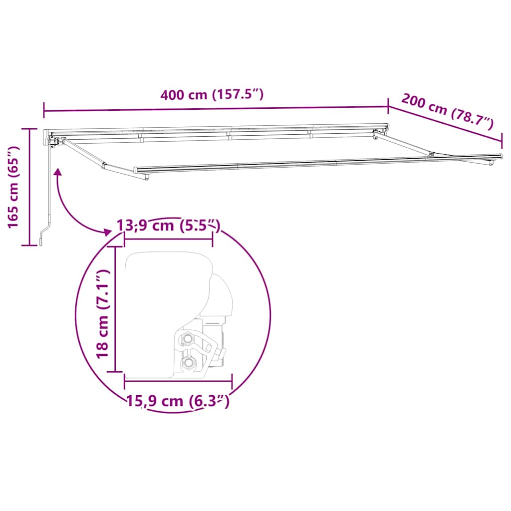 Markisenrahmen Verstellbar Weiß 4 x 2 m Stahl
