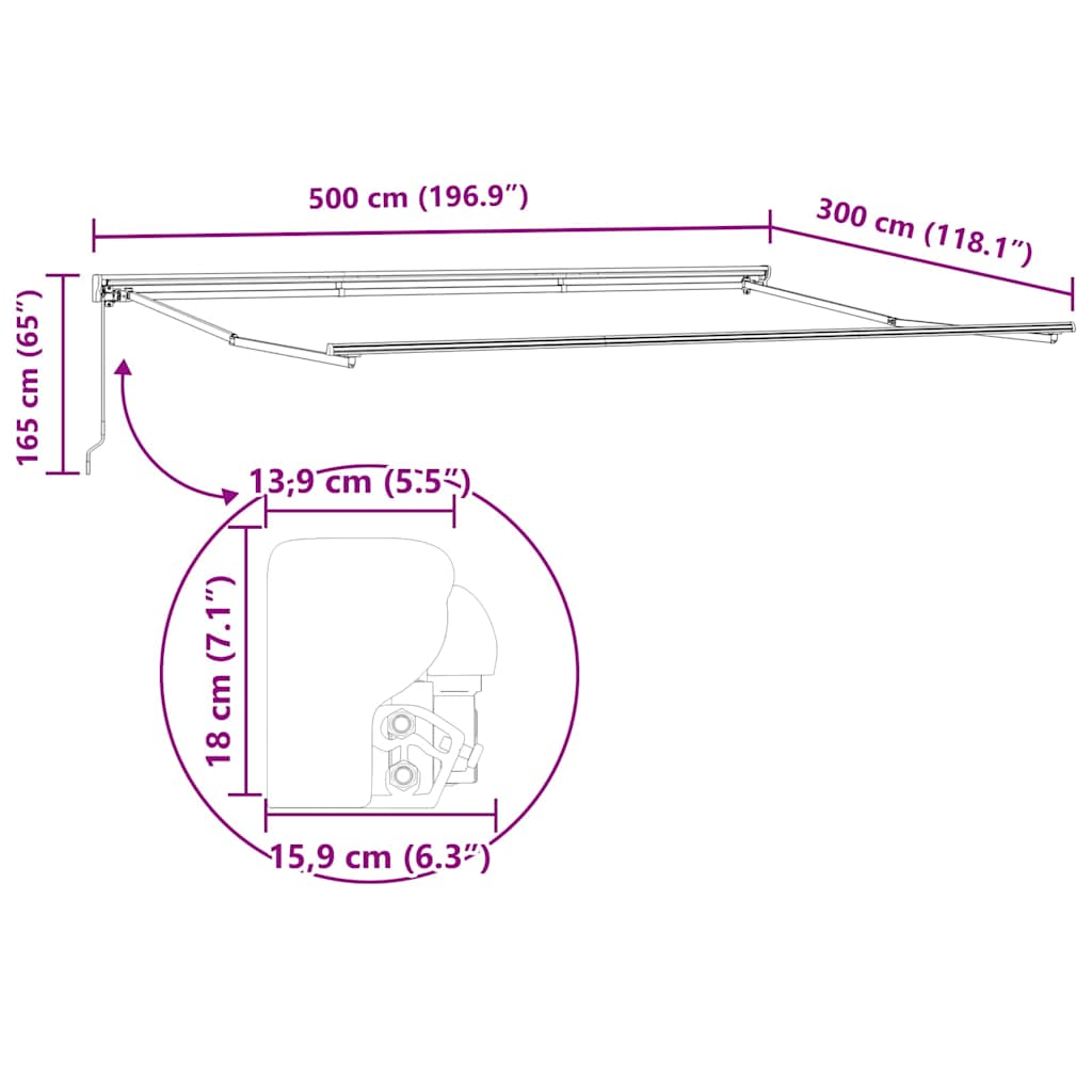 Markisenrahmen Verstellbar Anthrazit 5 x 3 m Stahl