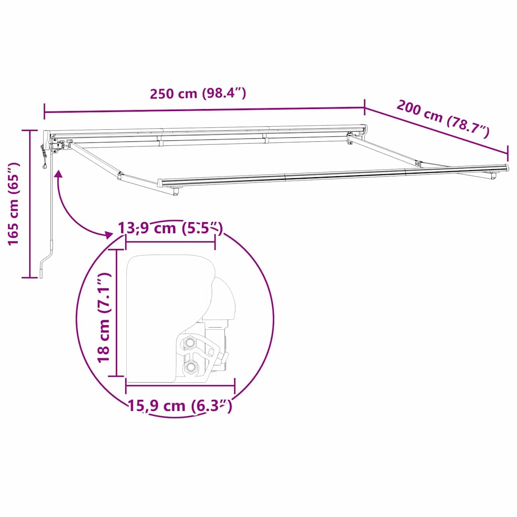 Markisenrahmen Verstellbar Weiß 2,5 x 2 m Stahl