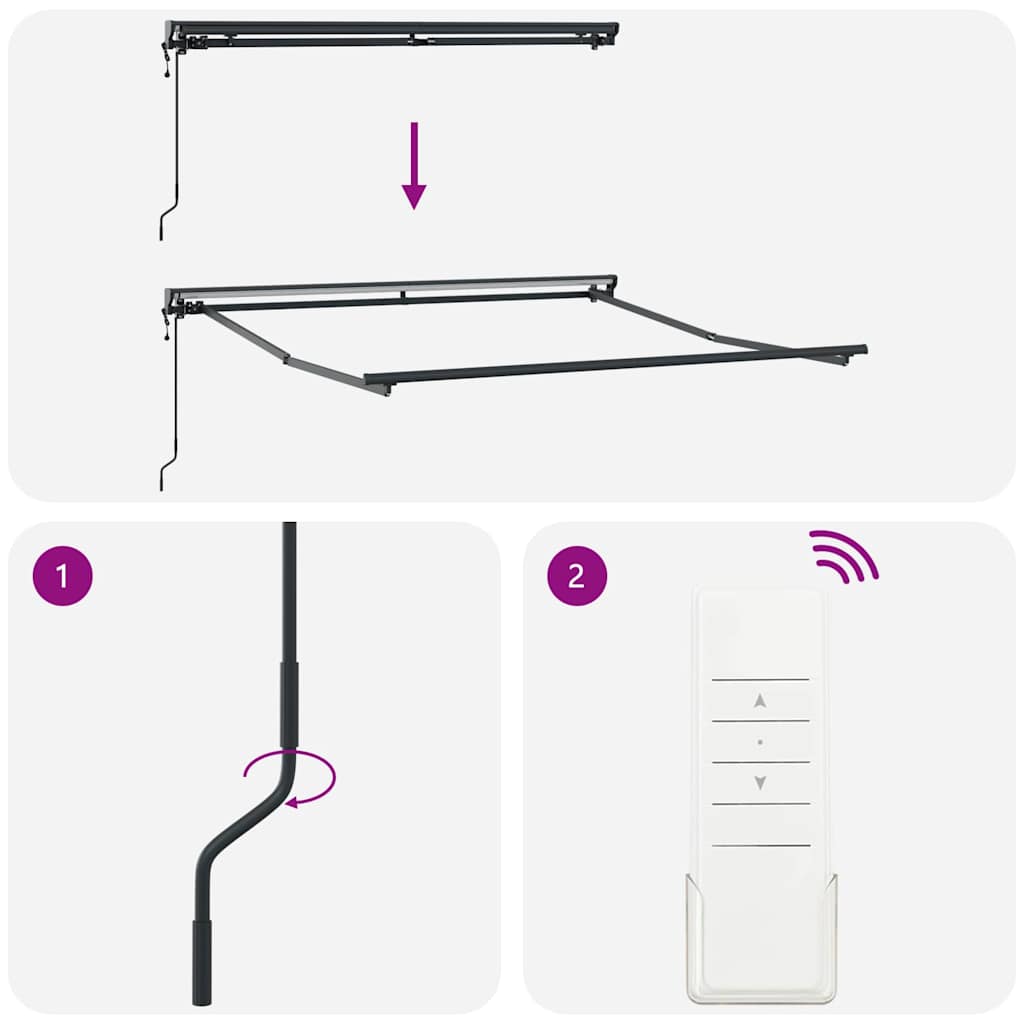 Markisenrahmen Verstellbar Anthrazit 3,5 x 2,5 m Stahl