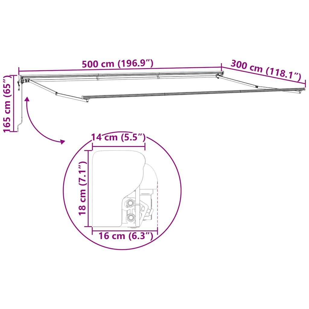 Markisenrahmen Verstellbar Anthrazit 5 x 3 m Stahl